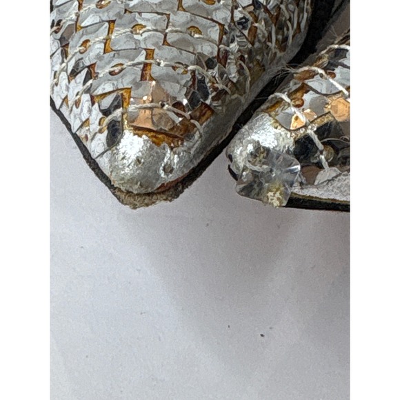 Alessandro Dell'Acqua Black Cracked Patent Leather Sequined Bow Pumps Heels 37 - Picture 8 of 8